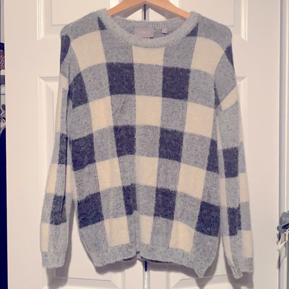 Cyrus Gingham Crew Neck Sweater